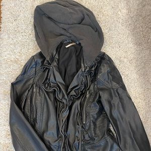 Free People Hooded Faux Leather Jacket